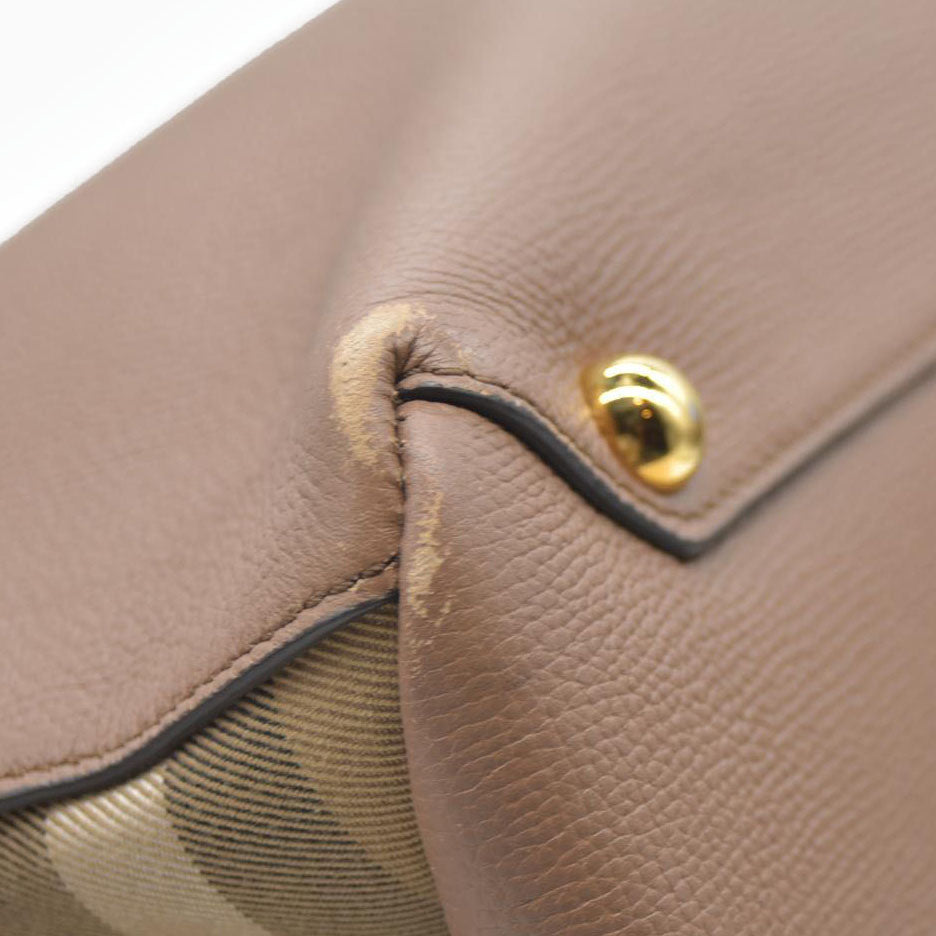 AUCTION $1795 BURBERRY Nova Check Canvas Leather Tote Bag w/Strap