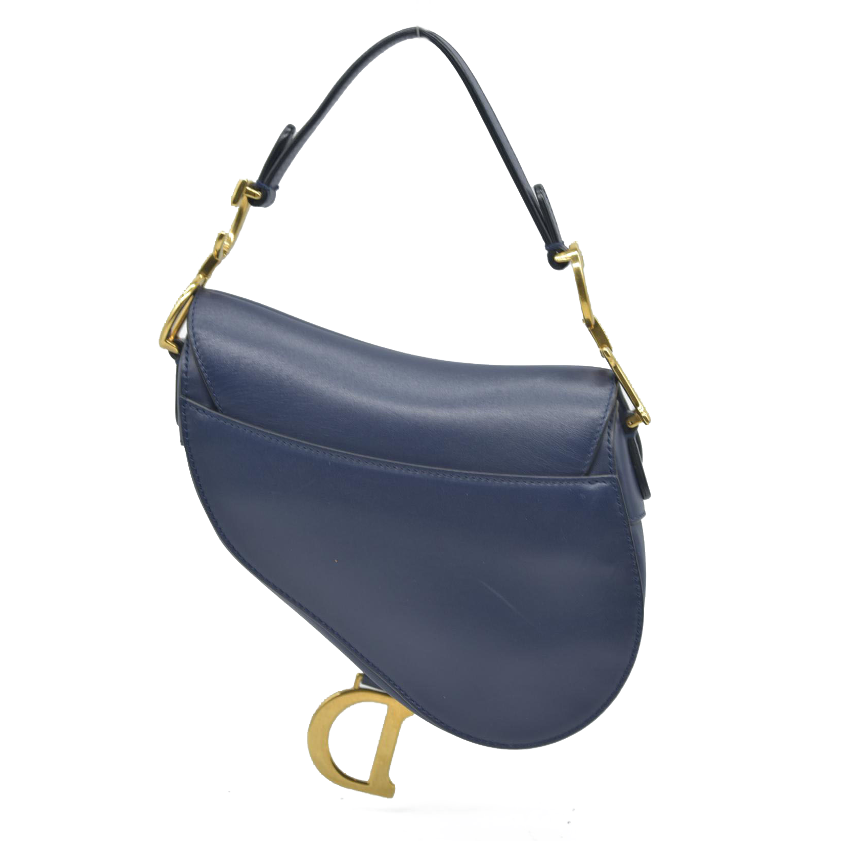 $2750 Christian Dior 2018 Mini Smooth Calfskin Saddle Bag satchel Navy