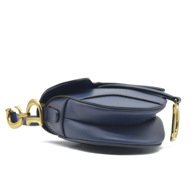 $2750 Christian Dior 2018 Mini Smooth Calfskin Saddle Bag satchel Navy