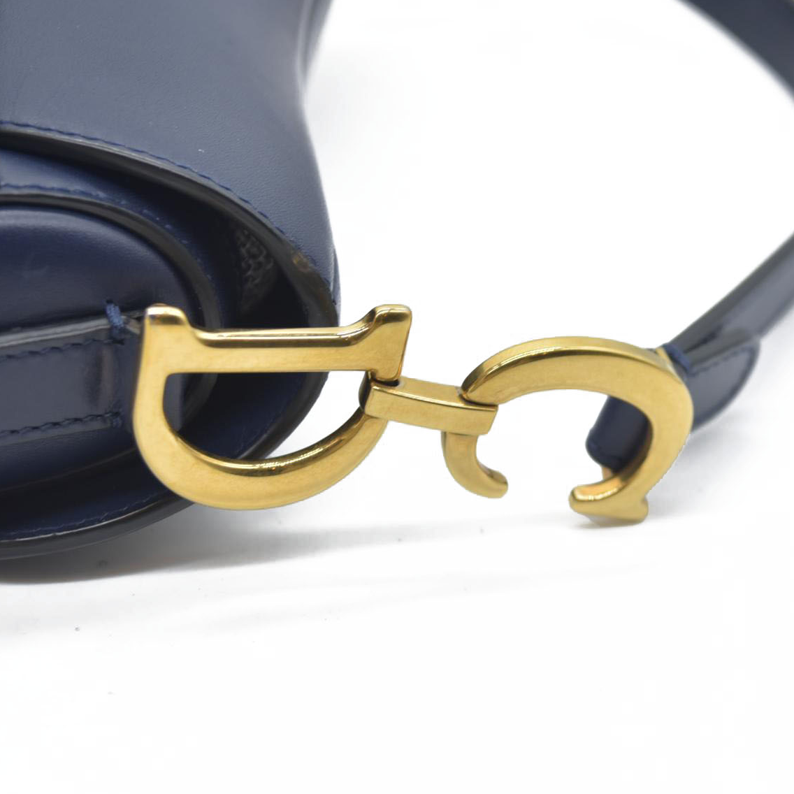 $2750 Christian Dior 2018 Mini Smooth Calfskin Saddle Bag satchel Navy