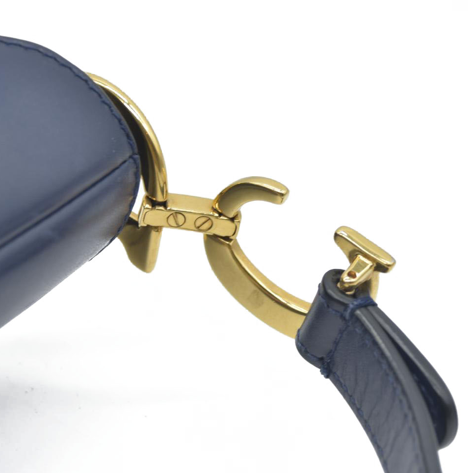 $2750 Christian Dior 2018 Mini Smooth Calfskin Saddle Bag satchel Navy