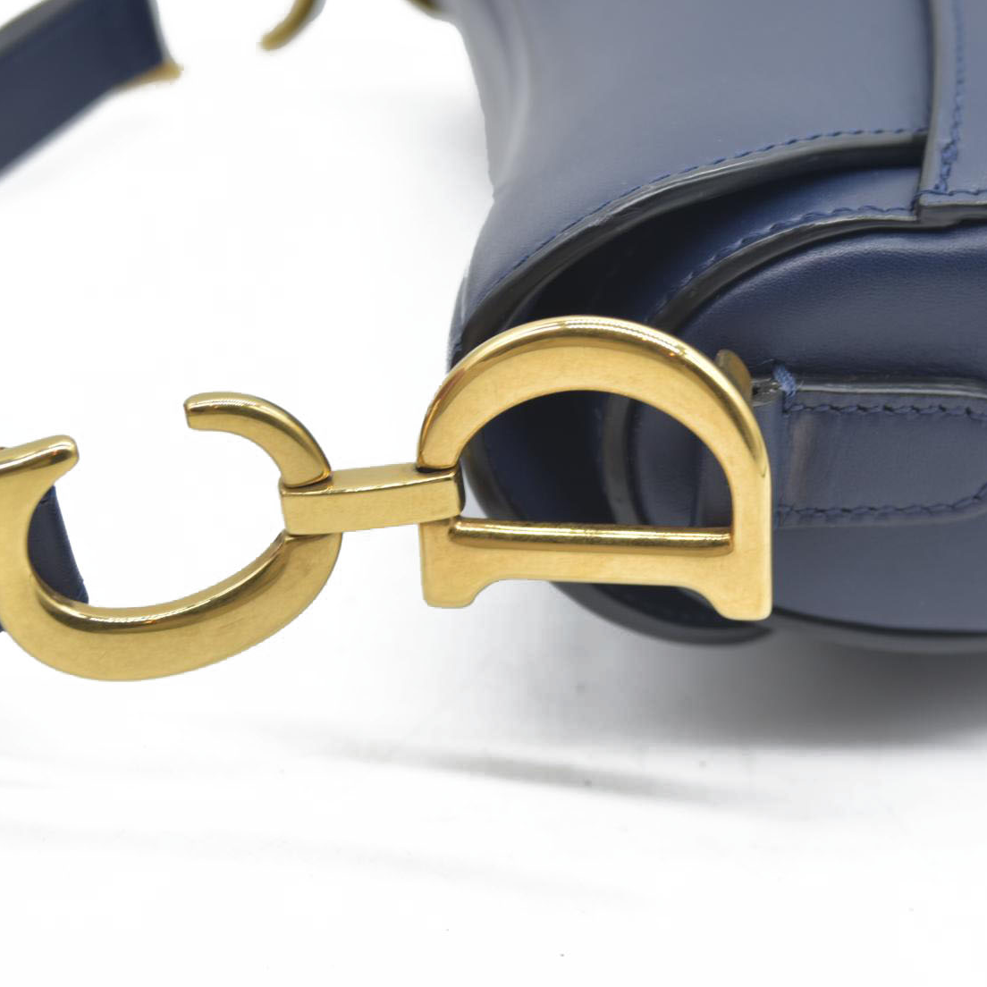 $2750 Christian Dior 2018 Mini Smooth Calfskin Saddle Bag satchel Navy