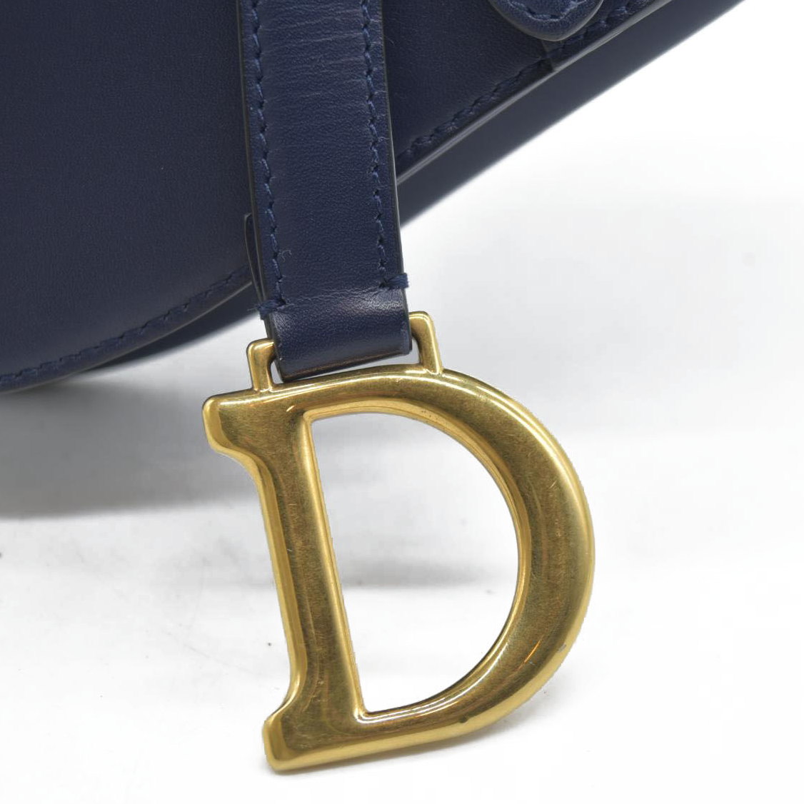 $2750 Christian Dior 2018 Mini Smooth Calfskin Saddle Bag satchel Navy