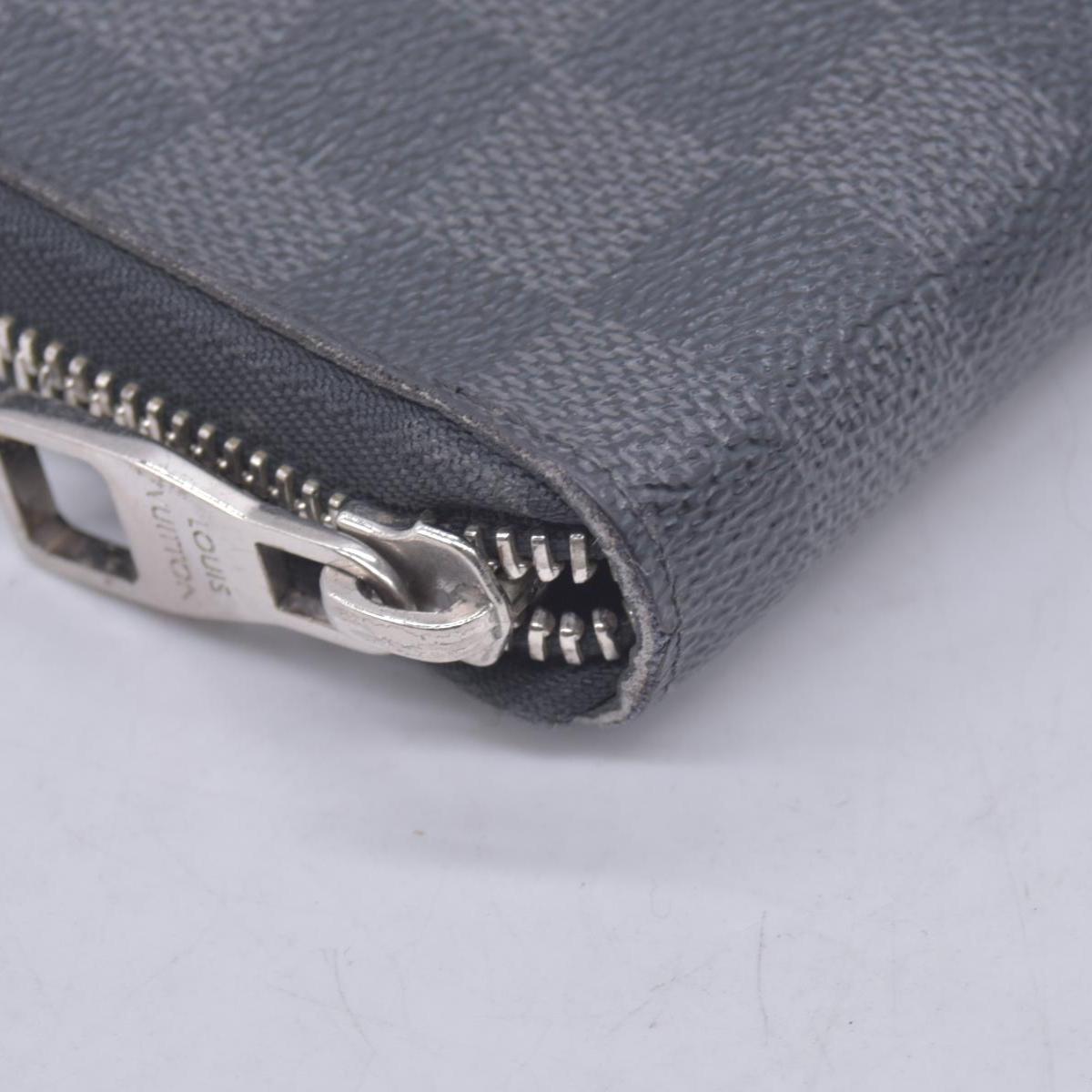 $950 LOUIS VUITTON Damier Graphite Zippy Organizer Wallet Black / Grey CONSIGNMENT 10021567