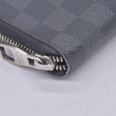 $950 LOUIS VUITTON Damier Graphite Zippy Organizer Wallet Black / Grey CONSIGNMENT 10021567