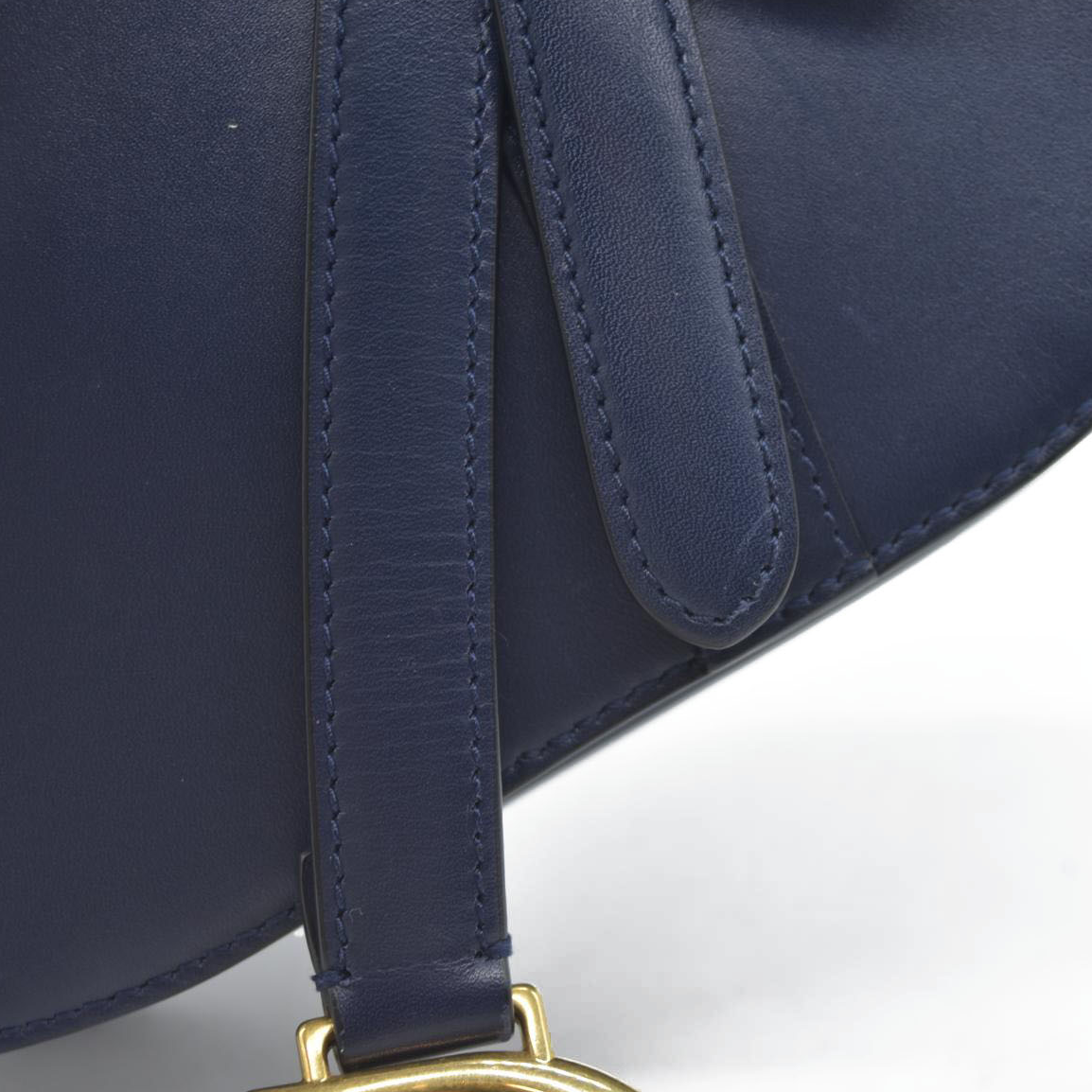 $2750 Christian Dior 2018 Mini Smooth Calfskin Saddle Bag satchel Navy