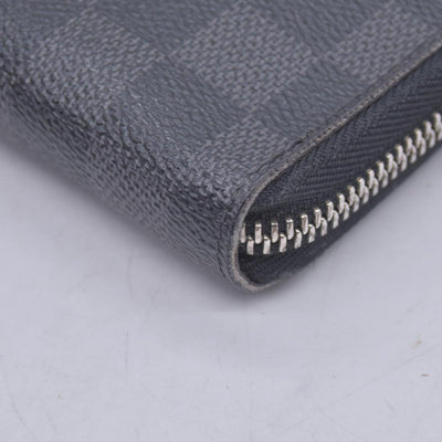 $950 LOUIS VUITTON Damier Graphite Zippy Organizer Wallet Black / Grey CONSIGNMENT 10021567