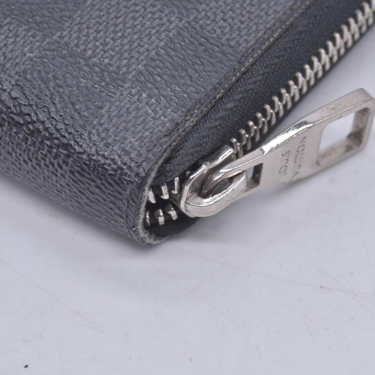 $950 LOUIS VUITTON Damier Graphite Zippy Organizer Wallet Black / Grey CONSIGNMENT 10021567