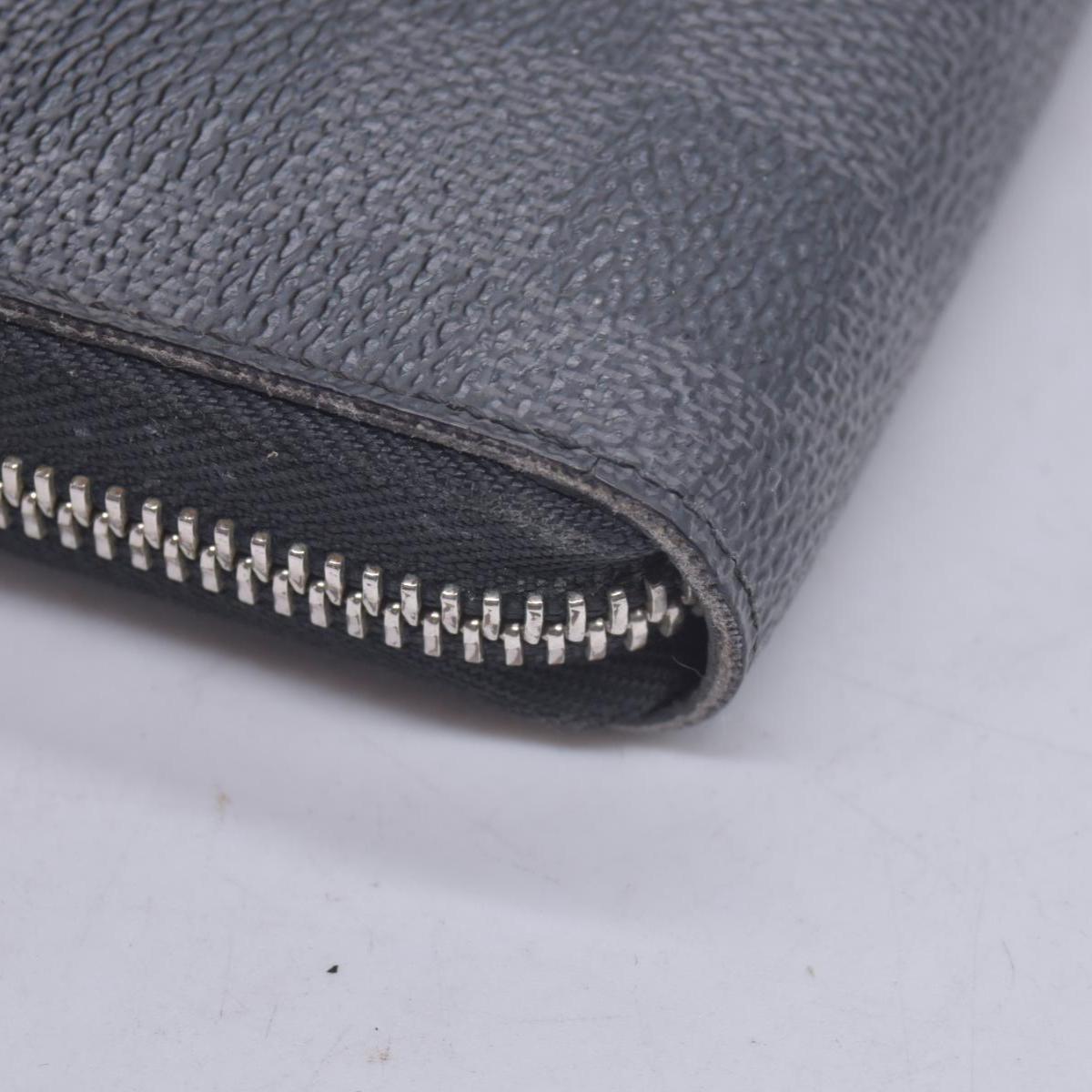 $950 LOUIS VUITTON Damier Graphite Zippy Organizer Wallet Black / Grey CONSIGNMENT 10021567