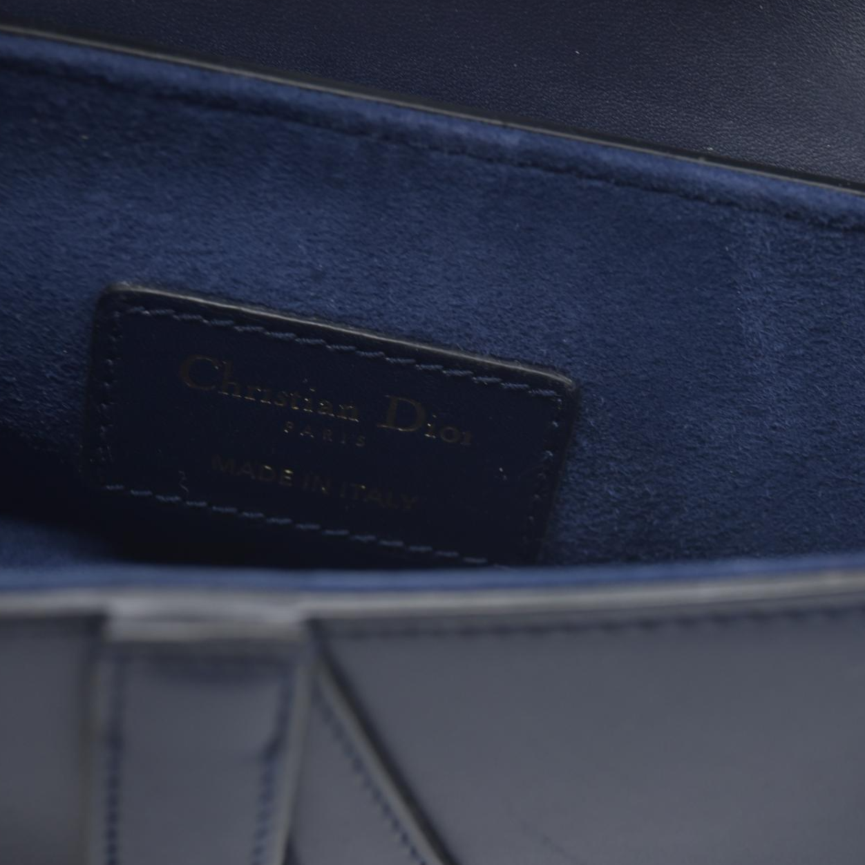 $2750 Christian Dior 2018 Mini Smooth Calfskin Saddle Bag satchel Navy