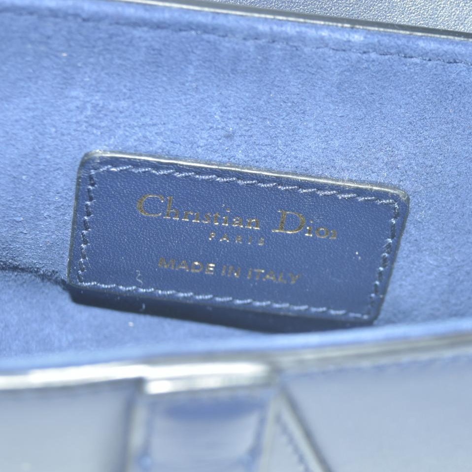 $2750 Christian Dior 2018 Mini Smooth Calfskin Saddle Bag satchel Navy
