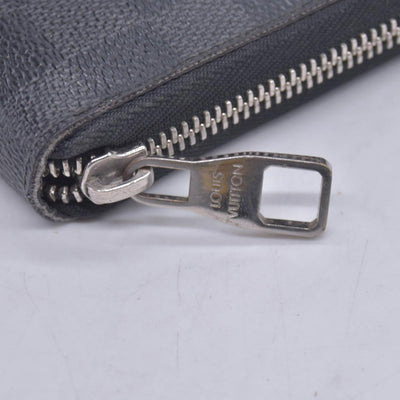$950 LOUIS VUITTON Damier Graphite Zippy Organizer Wallet Black / Grey CONSIGNMENT 10021567
