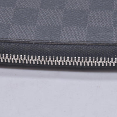 $950 LOUIS VUITTON Damier Graphite Zippy Organizer Wallet Black / Grey CONSIGNMENT 10021567