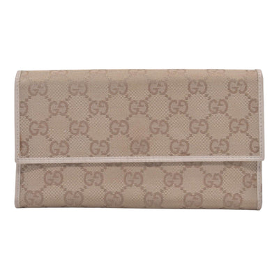 $520 GUCCI GG Canvas Continental Flap Wallet Beige CONSIGNMENT 10021578