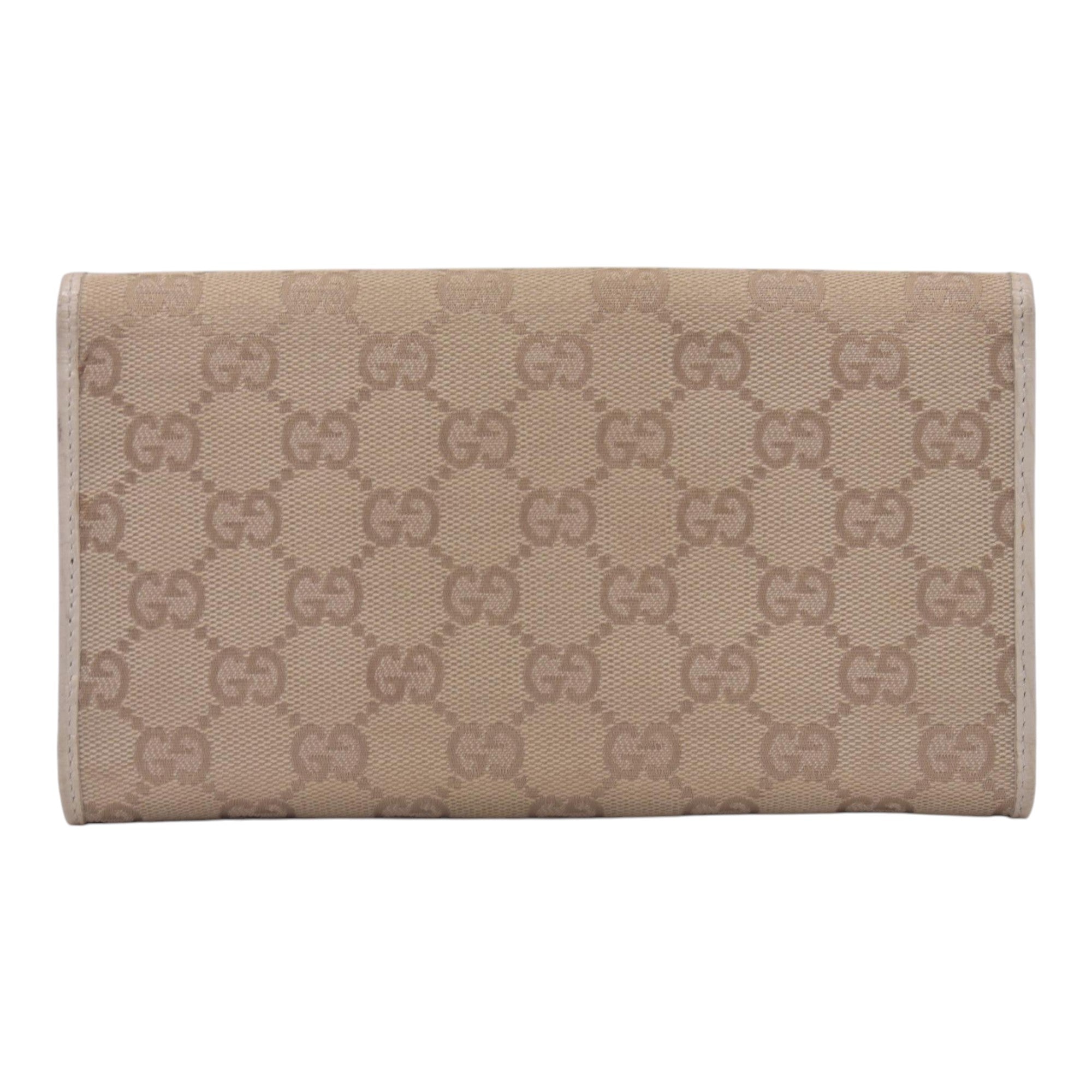 $520 GUCCI GG Canvas Continental Flap Wallet Beige CONSIGNMENT 10021578