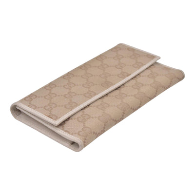 $520 GUCCI GG Canvas Continental Flap Wallet Beige CONSIGNMENT 10021578