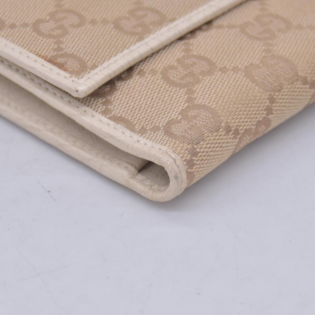 $520 GUCCI GG Canvas Continental Flap Wallet Beige CONSIGNMENT 10021578