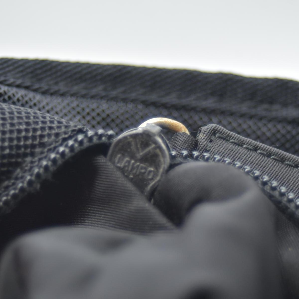 $950 CONSIGNMENT Prada Nylon Enameled Metal Triangle Shoulder Bag