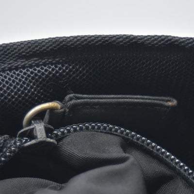 $950 CONSIGNMENT Prada Nylon Enameled Metal Triangle Shoulder Bag