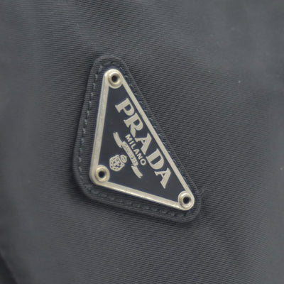 $950 CONSIGNMENT Prada Nylon Enameled Metal Triangle Shoulder Bag