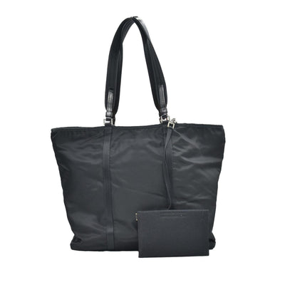 $950 CONSIGNMENT Prada Nylon Enameled Metal Triangle Shoulder Bag