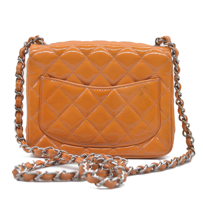 $5200 Chanel Mini Square Flap Bag Orange 2013