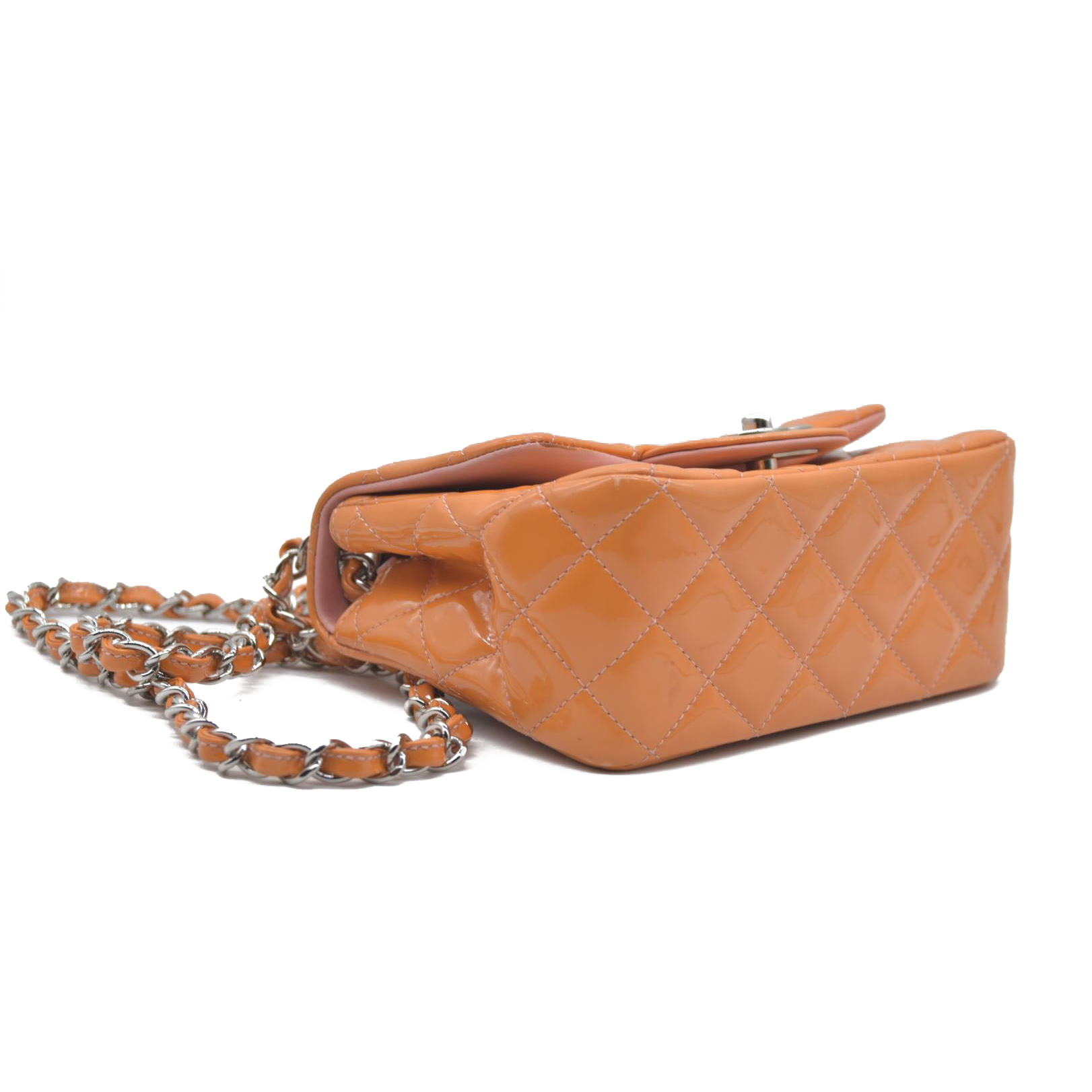 $5200 Chanel Mini Square Flap Bag Orange 2013