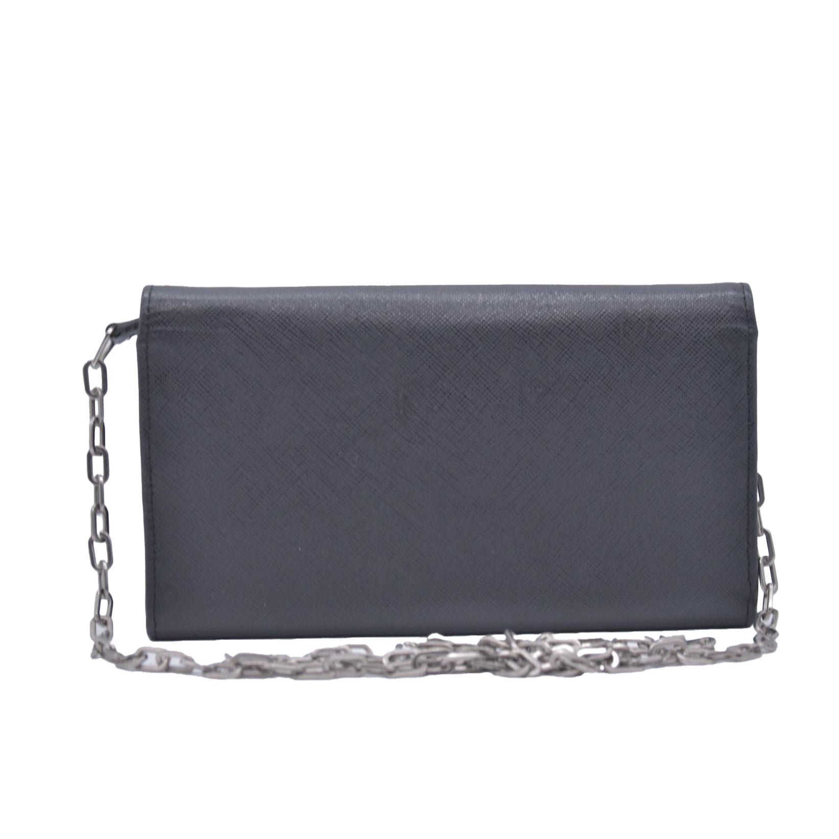Prada Saffiano Lock Leather Flap Wallet on Chain CONSIGNMENT