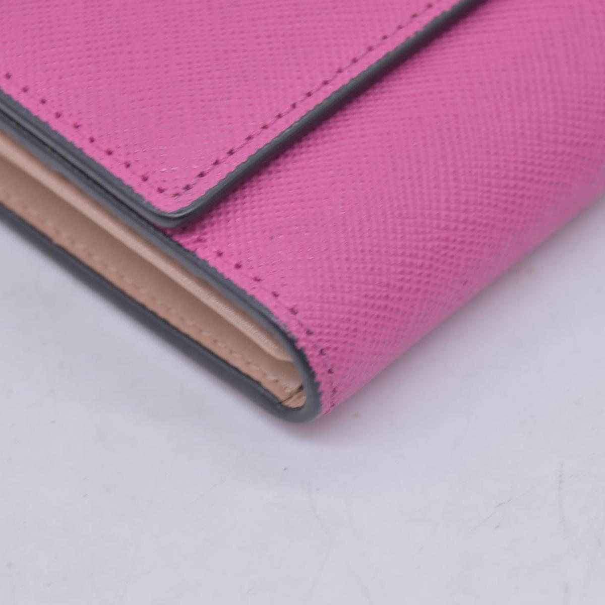 $380 MCM Saffiano Leather Logo Plaque Continental Flap Wallet Pink CONSIGNMENT 10021573