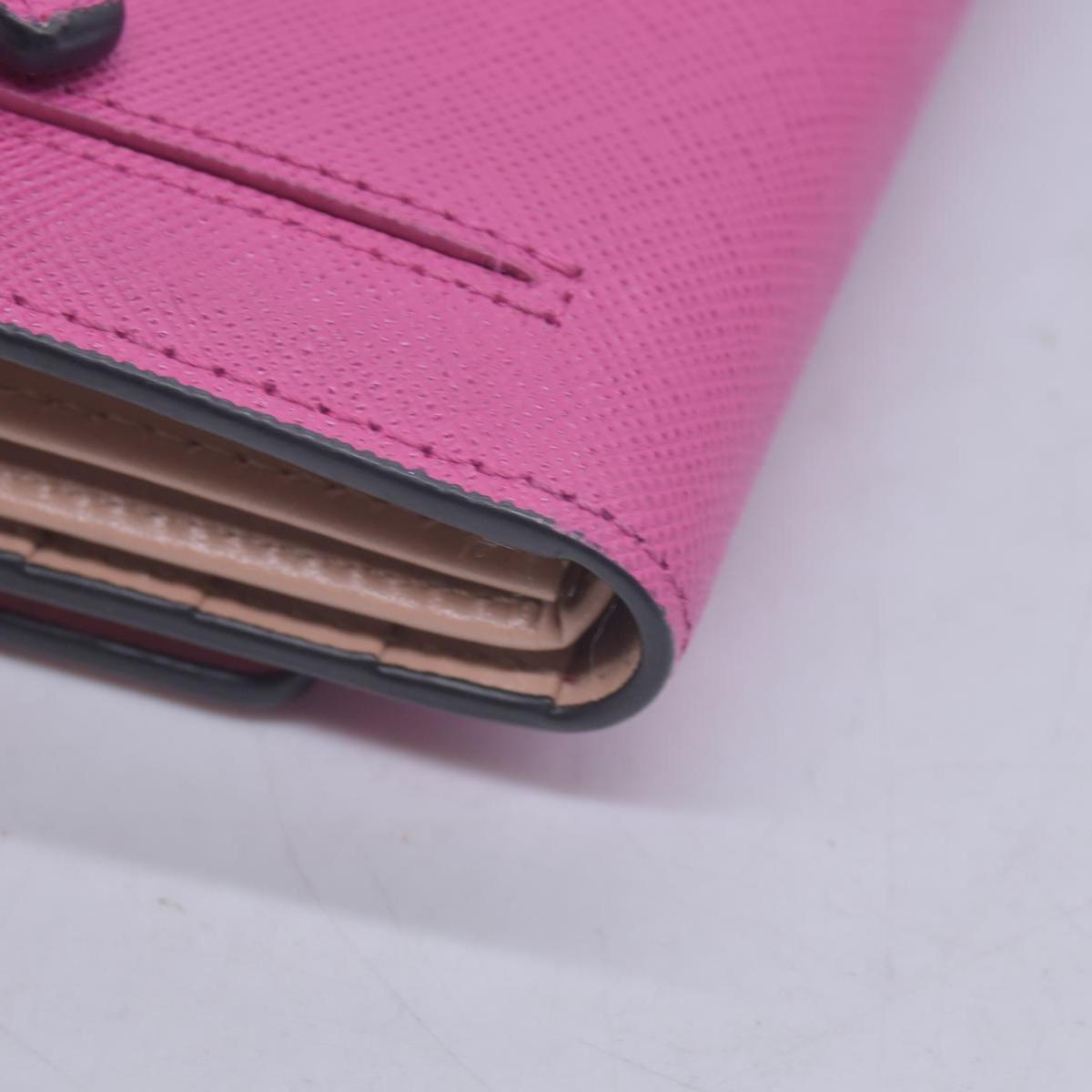 $380 MCM Saffiano Leather Logo Plaque Continental Flap Wallet Pink CONSIGNMENT 10021573