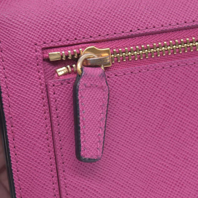 $380 MCM Saffiano Leather Logo Plaque Continental Flap Wallet Pink CONSIGNMENT 10021573