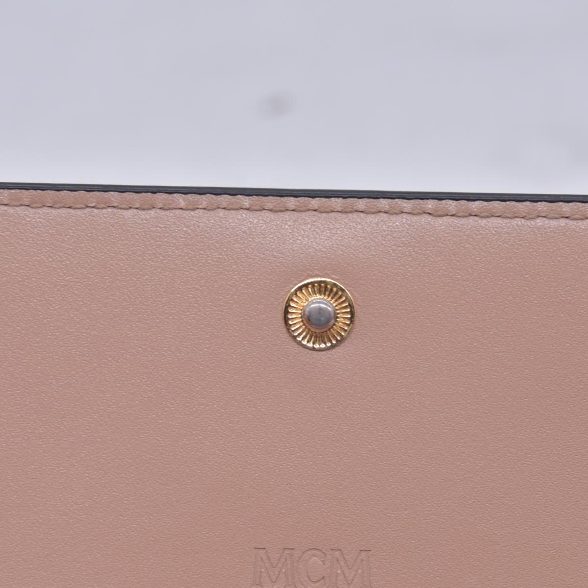 $380 MCM Saffiano Leather Logo Plaque Continental Flap Wallet Pink CONSIGNMENT 10021573
