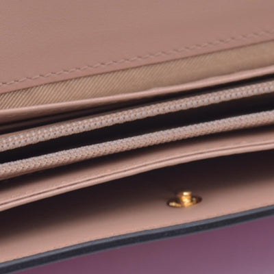 $380 MCM Saffiano Leather Logo Plaque Continental Flap Wallet Pink CONSIGNMENT 10021573