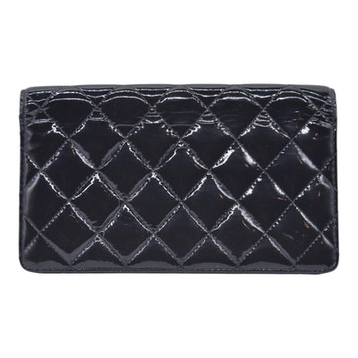 $1050 CHANEL Patent Quilted Filigree CC Flap Wallet Black CONSIGNMENT 10021570