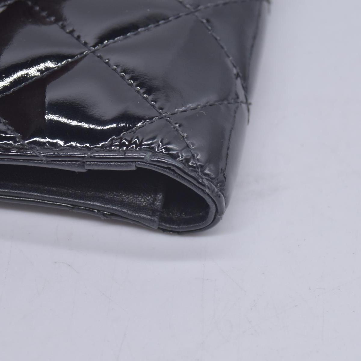 $1050 CHANEL Patent Quilted Filigree CC Flap Wallet Black CONSIGNMENT 10021570