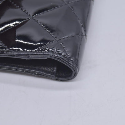 $1050 CHANEL Patent Quilted Filigree CC Flap Wallet Black CONSIGNMENT 10021570