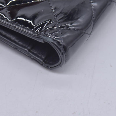 $1050 CHANEL Patent Quilted Filigree CC Flap Wallet Black CONSIGNMENT 10021570