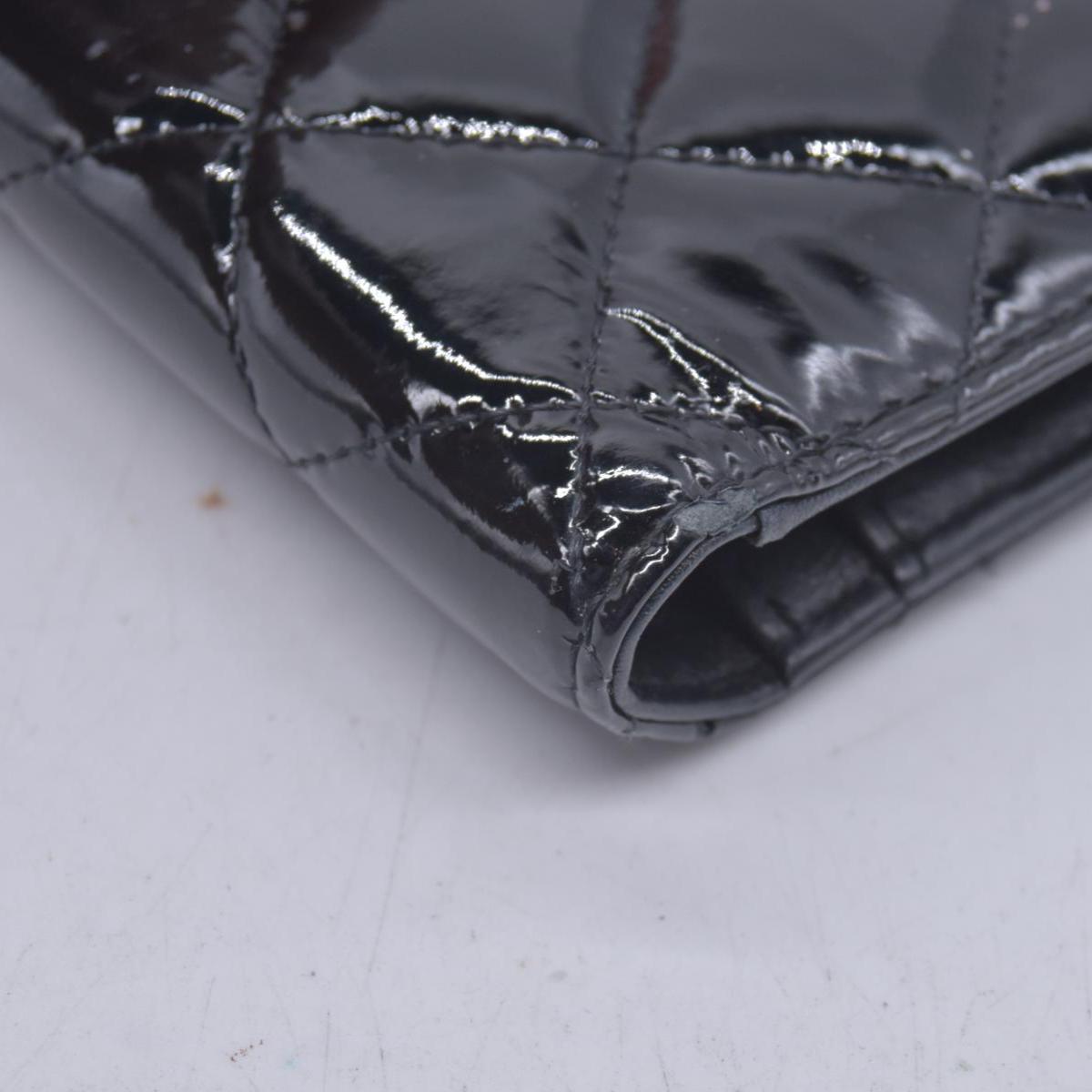 $1050 CHANEL Patent Quilted Filigree CC Flap Wallet Black CONSIGNMENT 10021570