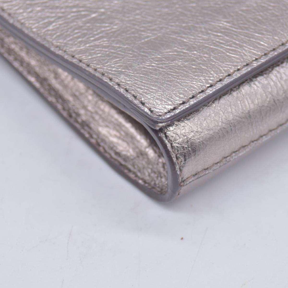 Saint Laurent Metallic Leather Large Belle De Jour Clutch Silver CONSIGNMENT