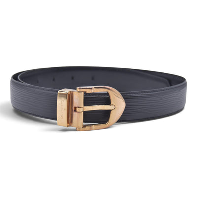 $550 LOUIS VUITTON Epi Initiales Belt 30mm Noir Black 110/44 CONSIGNMENT 10021577