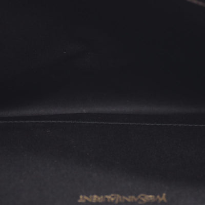 Saint Laurent Metallic Leather Large Belle De Jour Clutch Silver CONSIGNMENT