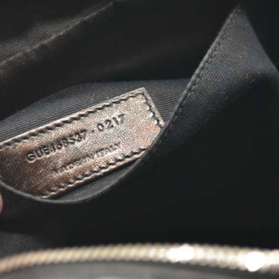 SAINT LAURENT Cracked Shiny Calfskin Matelasse Monogram Lou Camera Bag Black