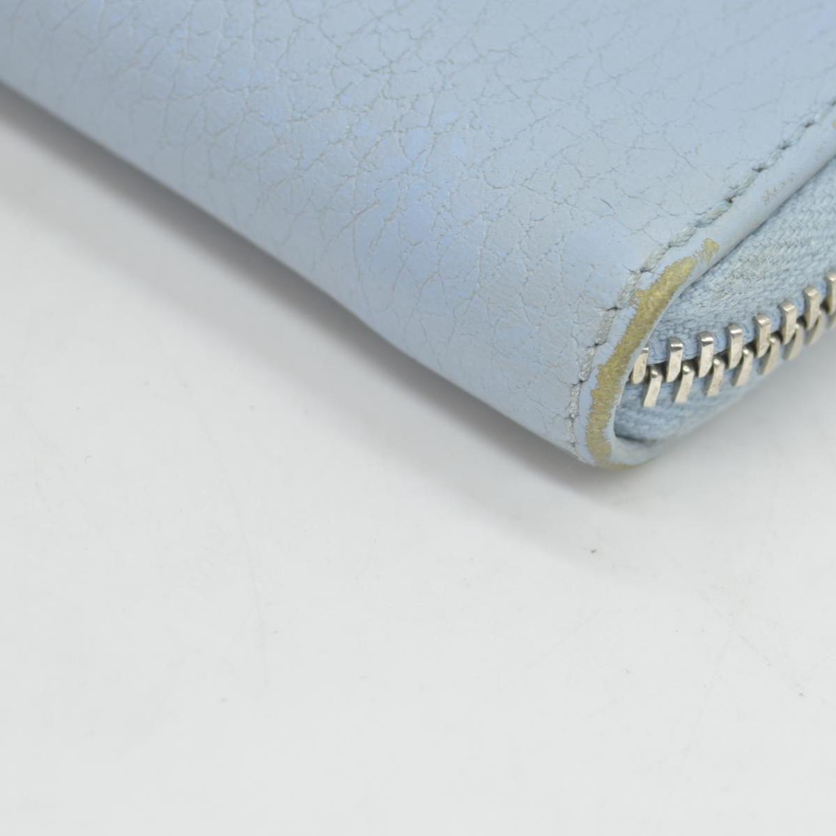 $660 Gucci Blue Calfskin Monochrome Dollar GG Marmont Zip Around Card Holder