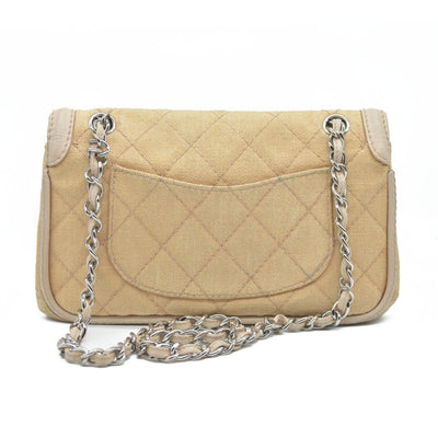 $2900 CHANEL 2006-2008 Medium Classic Lambskin Trimmed Canvas Line Double Flap shoulder bag