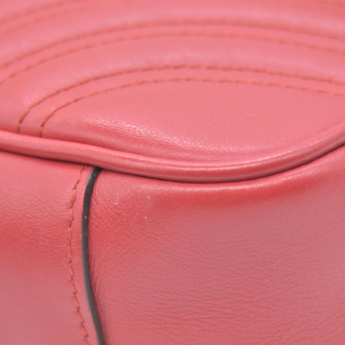 $2850 Gucci Calfskin Matelasse Small GG Marmont Shoulder Bag Red CONSIGNMENT