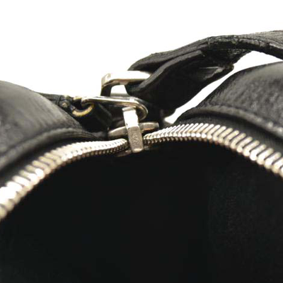 SAINT LAURENT Cracked Shiny Calfskin Matelasse Monogram Lou Camera Bag Black