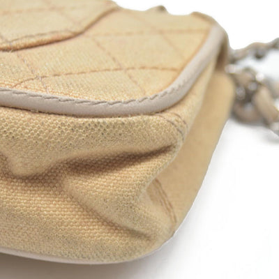 $2900 CHANEL 2006-2008 Medium Classic Lambskin Trimmed Canvas Line Double Flap shoulder bag