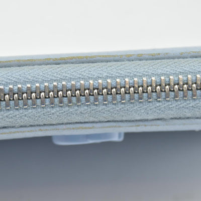 $660 Gucci Blue Calfskin Monochrome Dollar GG Marmont Zip Around Card Holder