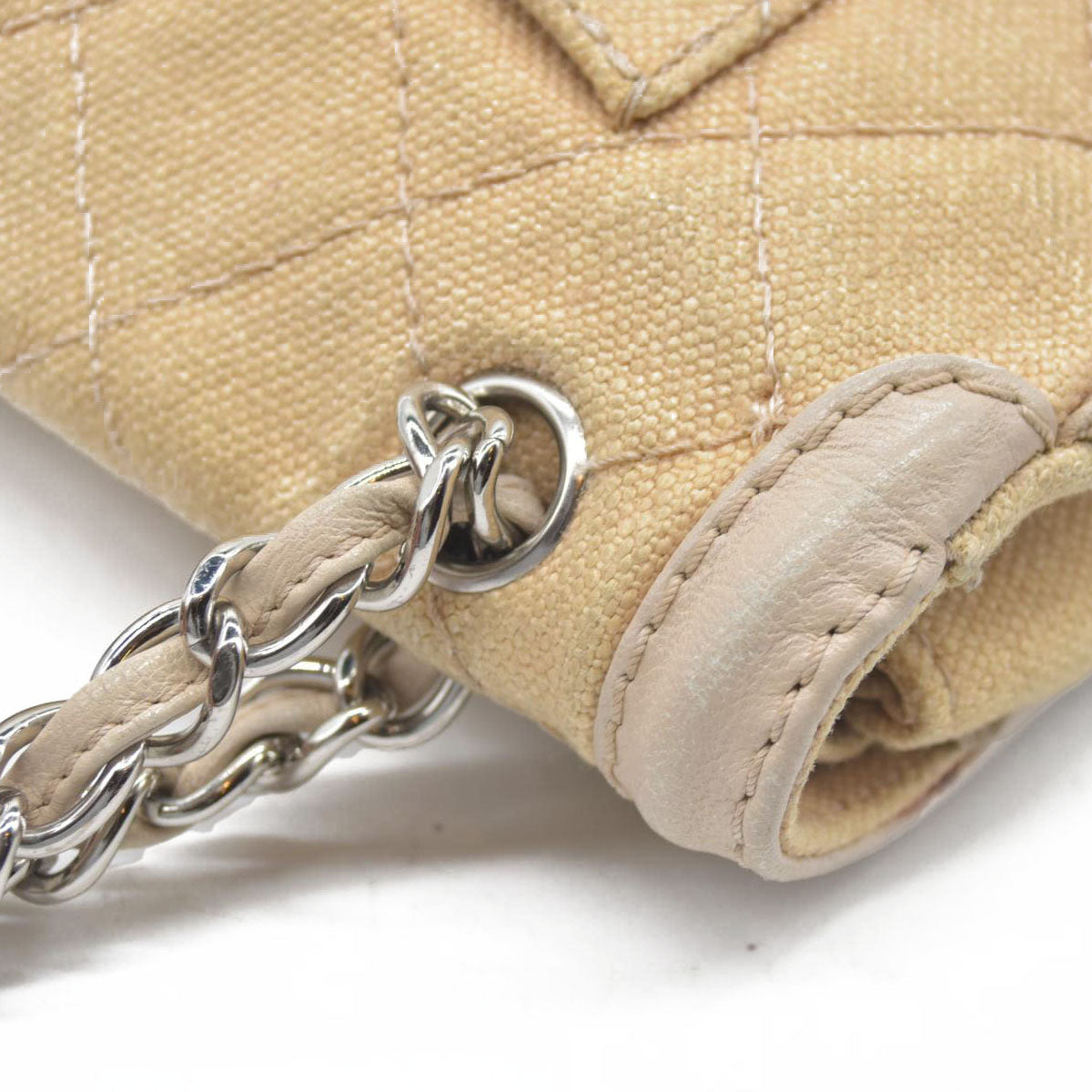 $2900 CHANEL 2006-2008 Medium Classic Lambskin Trimmed Canvas Line Double Flap shoulder bag