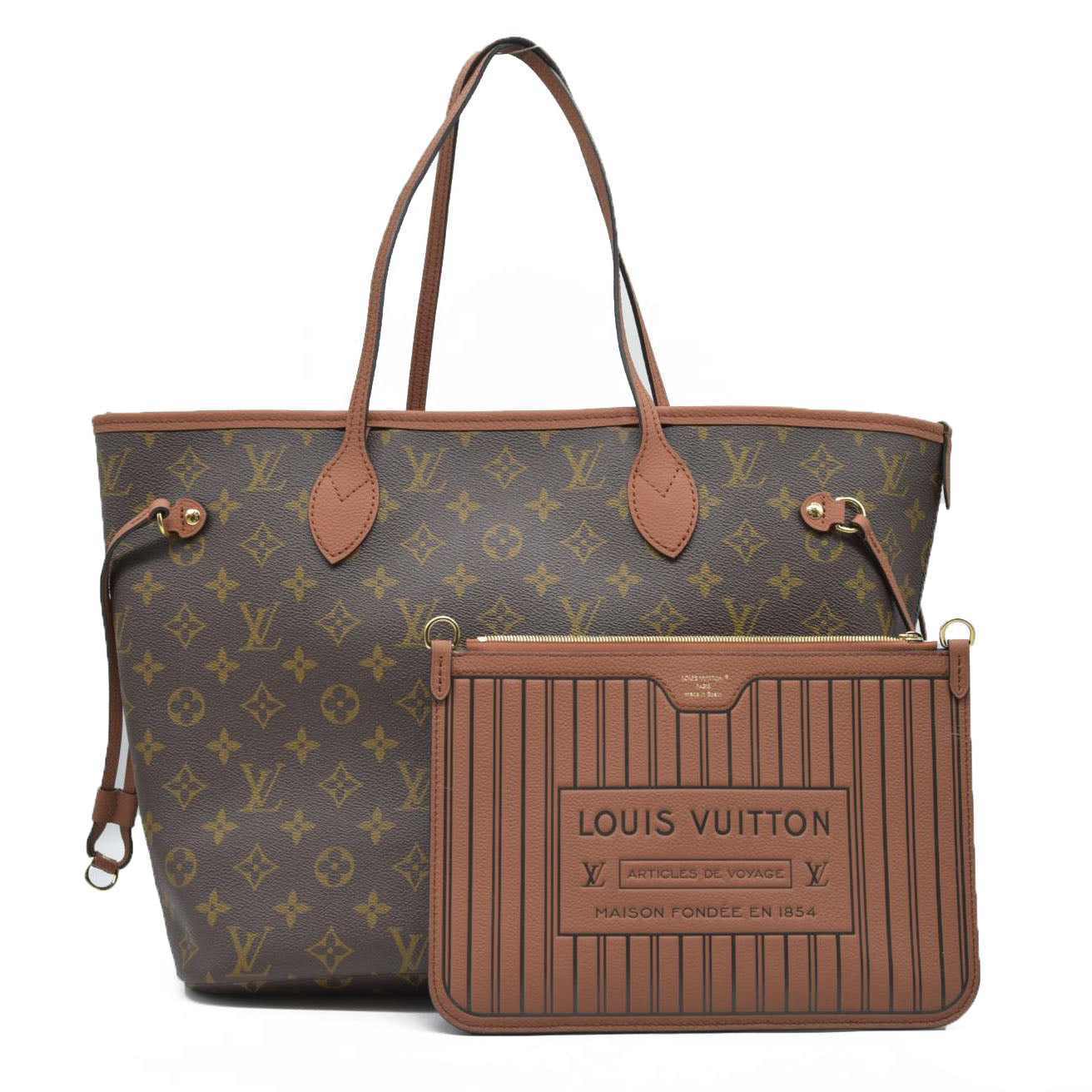 $3100 Louis Vuitton LV Monogram Neverfull Inside Out Brown with Pouch RFID